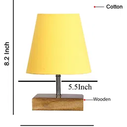 Devansh Cotton Square Natural Wood Table Lamp - Yellow image 3
