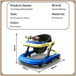 StarAndDaisy Tiny Steps Musical Baby Walker, 2-in-1 Infant & Baby Activity Walker Detachable Toys Tray, Seated or Walk-Behind, Yellow image 3