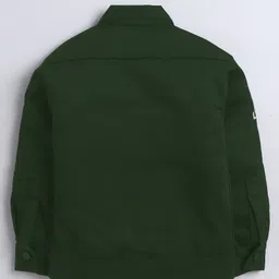 Ministitch Denim Woven Full Sleeves Typography Printed Jacket With Tee - Bottle Green image 4