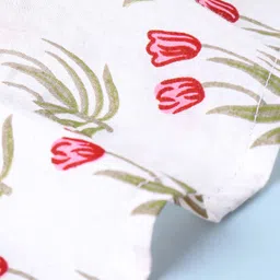 Babyhug Cotton Three Fourth Sleeve Floral Printed Kurta with Leggings - Off White image 4