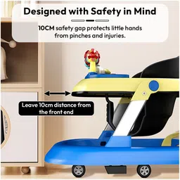 StarAndDaisy Tiny Steps Musical Baby Walker, 2-in-1 Infant & Baby Activity Walker Detachable Toys Tray, Seated or Walk-Behind, Yellow image 4