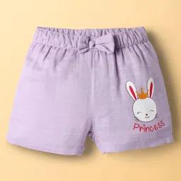 Babyoye 100% Organic Muslin Knit Floral & Bunny Printed Shorts With Bow Applique Pack of 3 - Multicolor image 4