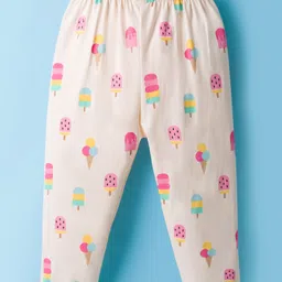 ToffyHouse Knitted Half Sleeves Co-ords Night Suit with Popsicle Print - Light Peach image 4