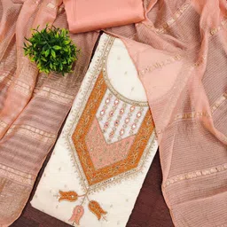 Panzora Ethnic Motifs Embroidered Sequinned Unstitched Dress Material-picture-28