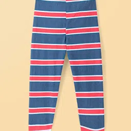 Honeyhap Disney 100% Cotton Single Jersey Full Sleeves Night Suit with Bio Finish Stripes & Mickey Mouse Graphics - White Blue & Red image 5