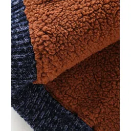 Yellow Apple Full Sleeves Hooded Sweatjacket With Colour Block Design & Kangaroo Pockets - Navy Blue image 5