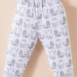 ToffyHouse Interlock knit Full Sleeves Night Suit With Animal Print & Embriodery - Light Blue image 5