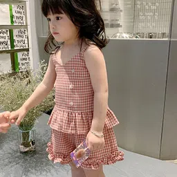 LULU & SKY Girls Checked Top With Shorts image 4