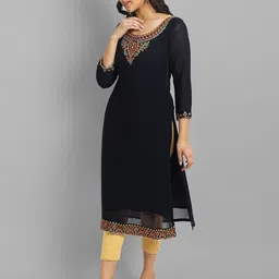 Vastani Enterprise Floral Embroidered Thread Work Georgette Kurta image 4