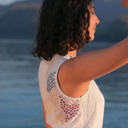 Okhai Bubble White Pure Cotton Hand Embroidered A-Line Wrap Dress image 3