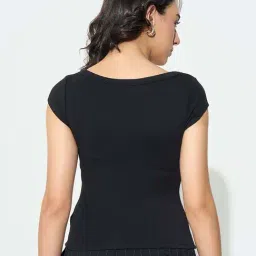 Honey By Pantaloons Jet Black Slim Fit Top image 2