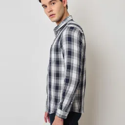 Lee Navy Cotton Slim Fit Checks Shirt image 3