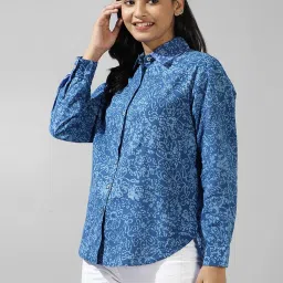Fabindia Blue Cotton Printed Shirt image 3