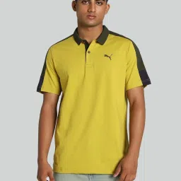 Puma Yellow Cotton Regular Fit Polo T-Shirt image 1