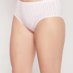 Clovia White Printed Hipster Panty image 3