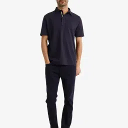 Rare Rabbit Navy Regular Fit Embroidered Polo T-Shirt image 5