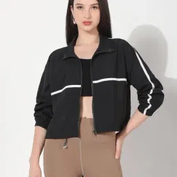 SHOWOFFFF Black Nylon Solid Jacket-image-0