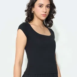 Honey By Pantaloons Jet Black Slim Fit Top image 3