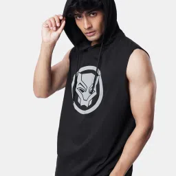 The Souled Store Black Official Black Panther Regular Fit Printed Hooded Sweatshirt image 3