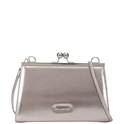 Fastrack Silver PU Solid Clutch image 1