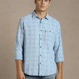Louis Philippe Blue Slim Fit Checks Shirt image 1