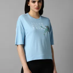 Allen Solly Blue Cotton Printed T-Shirt image 3
