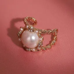 Sohi Gold-Plated Statement Finger Ring image 1