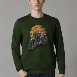 Louis Philippe Green Cotton Regular Fit Printed Sweatshirt image 1