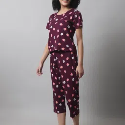 Kanvin Purple Printed Top Capris Set image 3