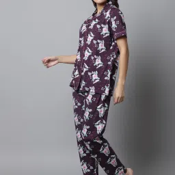Kanvin Purple Printed Top Pyjamas Set image 3