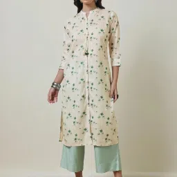 Soch Cream Floral Print Straight Kurta image 1