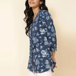 Fabindia Blue Cotton Printed Shirt image 3