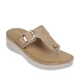 Walkway Women's Beige Thong Wedges image 1