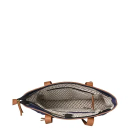 Mona B Oasis Navy Printed Large Laptop Tote Handbag image 3