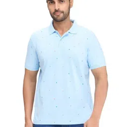 Park Avenue Blue Slim Fit Printed Polo T-Shirt-picture-32