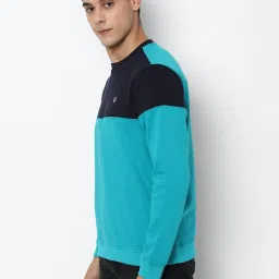 Allen Solly Sport Blue Regular Fit Colour Block Sweatshirt image 3