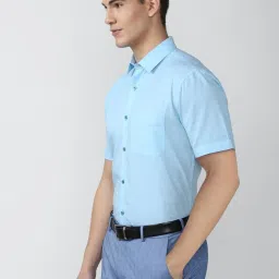 Peter England Blue Cotton Regular Fit Shirt image 3