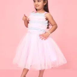 Aarika Kids Pink & Blue Solid Frock image 3