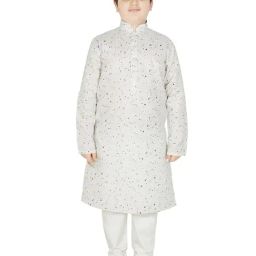 SG Yuvraj Kids Grey & White Printed Full Sleeves Kurta with Pyjamas-picture-35