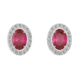 Emori 18k White Gold & Diamond Vintage Ruby Stud Earrings-picture-30