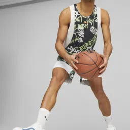 Puma Jamboree AOP Black & White Regular Fit Printed Sports Shorts image 3