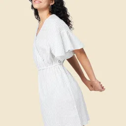 YU by Pantaloons White Striped A-Line Dress image 3