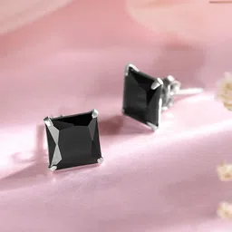 Zavya 925 Sterling Silver  Black Square Stud Earrings-image-73