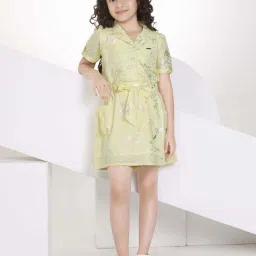Peppermint Girls Yellow Cotton Striped Dress image 1