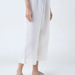 Zuba by Westside White Linen-Blend Ethnic Pants image 1