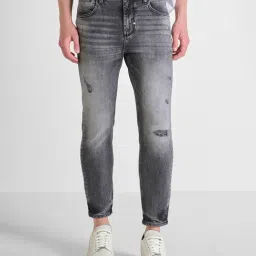 Antony Morato Grey Skinny Fit Solid Jeans-image-5