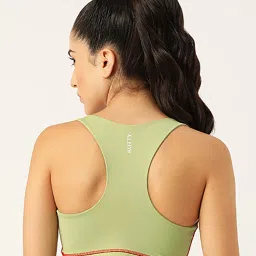 Kotty Light Green & Olive Logo Print Sports Bra (Pack of 2) image 3