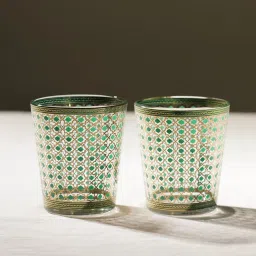 Pure Home and Living Green Glass Printed Tumblers image 1