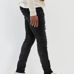 American Eagle Outfitters Black Cotton Skinny Fit Distressed Jeans image 3
