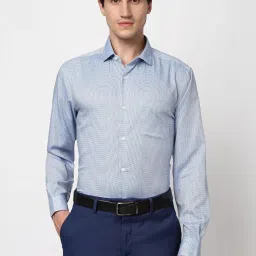 Peter England Blue Cotton Regular Fit Printed Shirt image 1